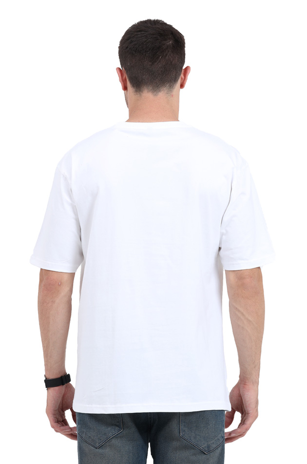 Men's White "The Original Social Network" Graphic Printed Oversized Round Neck T-shirt