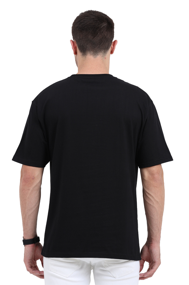 Men's Black "Just Sniffing" Graphic Printed Oversized Round Neck T-shirt