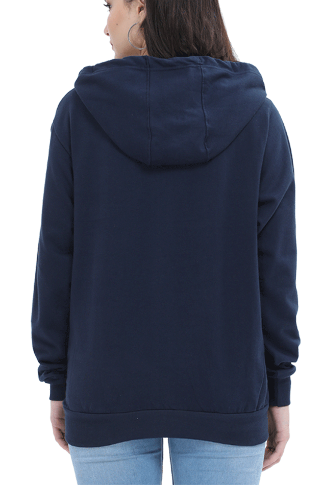 Women's Navy Blue "Born to Shine" Graphic Printed Hoodie