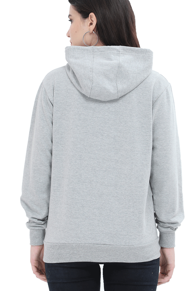 Women's Grey Melange "Dreamer " Graphic Printed Hoodie