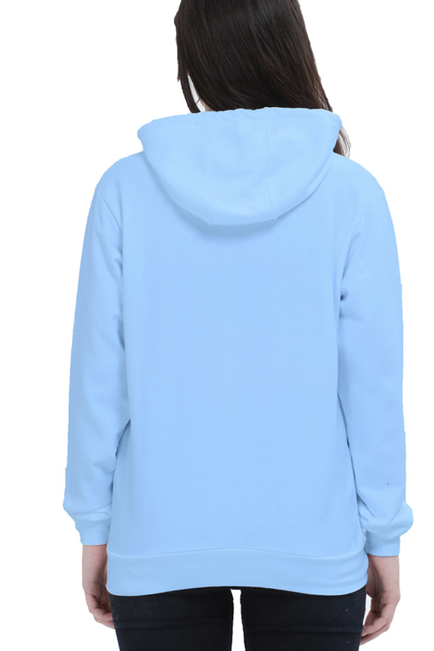 Women's Baby Blue "Life Happens, Coffee Helps" Graphic Printed Hoodie