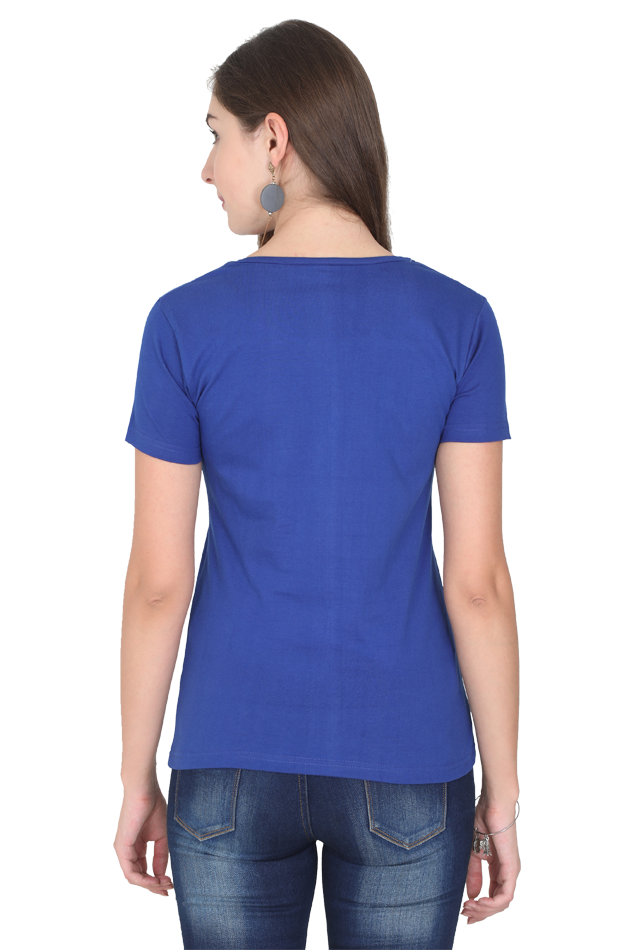 Women's Blue "Stretch into Serenity" Graphic Printed Classic Round Neck