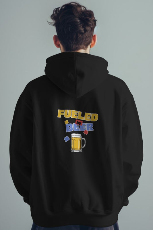 Men's Black "Fueled By Beer" Graphic Printed Hoodie