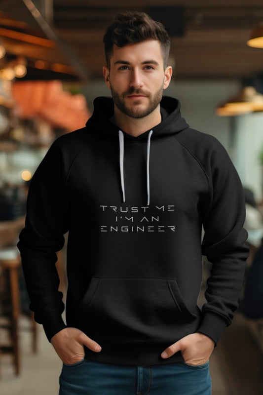 Men's Black "TRUST ME I'M AN ENGINEER" Graphic Printed Hoodie