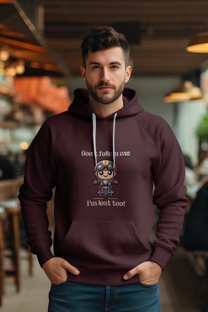 Men's Maroon "Don't follow me, I'm lost too" Graphic Printed Hoodie